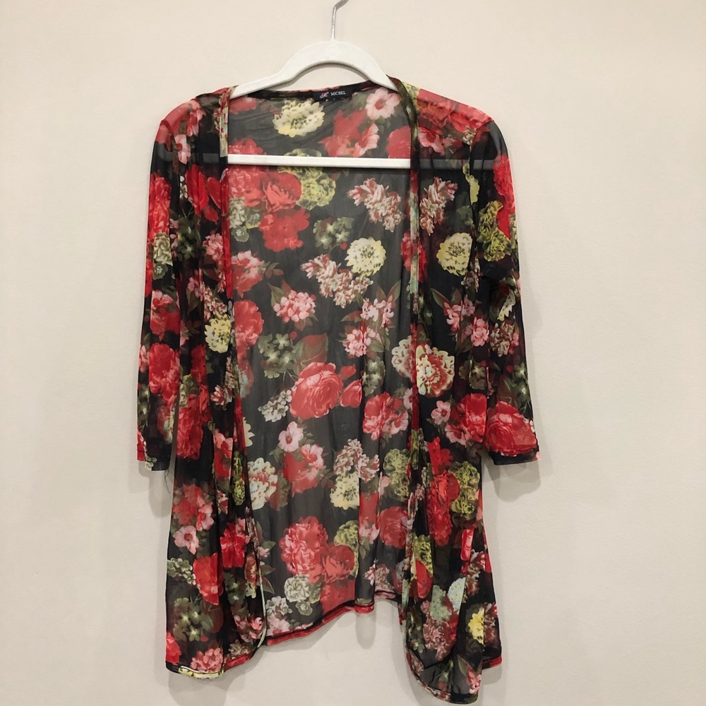 Floral sheer cardigan